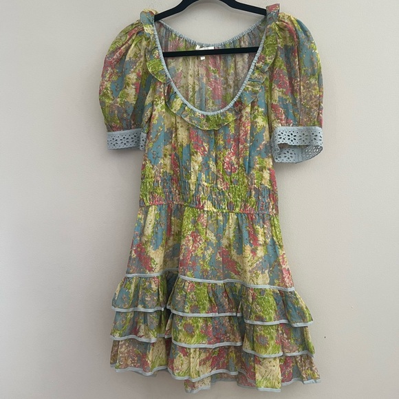 LoveShackFancy Multicolor Ruffle Mini Dress - Picture 8 of 16